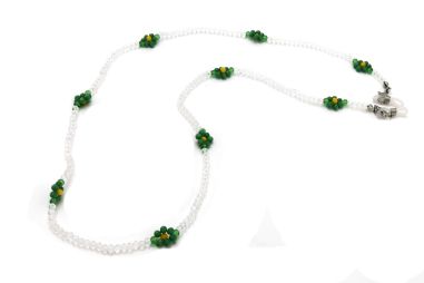 שרשרת אופנתית פרחים וחוליות שקופות * 70CM S7692